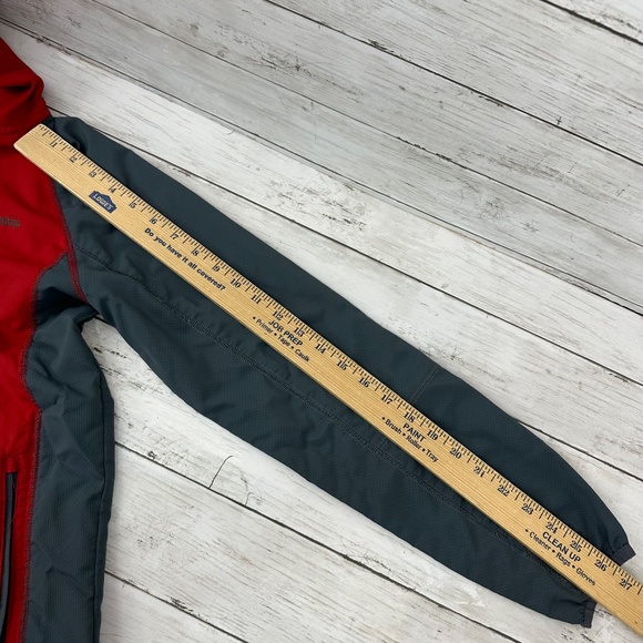Columbia Youth Lightweight‎ Hooded Windbreaker Jacket Large 14-16 Red Gray - Picture 12 of 14